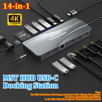 Laptop Accessories Gigabit RJ45 High Speed USB 3.0 Thunderbolt Dock MST Hub 2x HDMI 4K 60Hz for MacBook Air Pro Dell HP Asus MSI