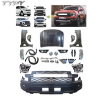 Car Body kit Modified Facelift Grill With Headlight Bodykit For Ford Ranger T6 T7 T8 12-21Upgrade To Ranger Raptor T9 2022