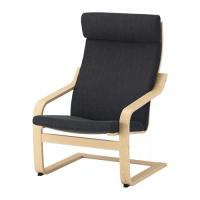 POÄNG 扶手椅, 實木貼皮, 樺木/hillared 碳黑色