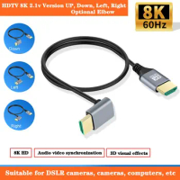 8K 2.1v Version HDMI Compatible With Male To Male Dual Bend Computer TV Display Screen Projector HD Data Adapter Cable 0.5m 1m
