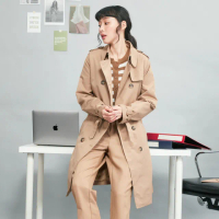 【betty’s 貝蒂思】腰帶雙排釦中長版風衣(共二色)