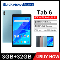 Blackview Tab 6 3GB 32GB แท็บเล็ต8นิ้ว1280*800จอแสดงผล Android 11แท็บเล็ต PC 4G WIFI LTE ศัพท์ Kindle Ebook