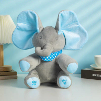 Soothing Plush Toy Elephant Hide Singing Close Eyes Little Elephant Dumbo Cute Figurine for Babies a