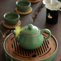 龍泉青瓷茶壺家用陶瓷耐高溫耐熱手工單壺復古功夫茶具中式西施壺1入