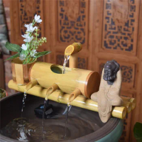 Bamboo Aquarium Water Recycling Feng Shui Ornament Water Fountain Living Room Waterscape Home Office Decor Crafts Wedding Gifts