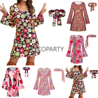 drop ship New Women Ladies Hippie 60s 70s Hippy Flower Fancy Dress Costume Flares Adult Outfit Dress for Women Summer Dress