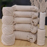 1/2/3/4/5/6/8/10mm Diameter Durable Beige Cotton Rope Twisted Cord Craft Macrame String DIY Home Textile Tying Thread Many Size