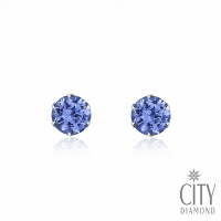 【City Diamond 引雅】『藍星』日本鉑金丹泉石 坦桑石30分六爪耳環(東京Yuki系列)