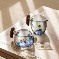幻彩公道杯玻璃耐高溫木把公杯創意茶海單個加厚耐熱日式分茶器
