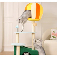 UFBemo cat climbing frame, cat nest, cat tree, integrated vertical cat frame, multi-layer wooden sisal grabbing column