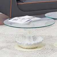 【AT HOME】超透白玻璃大茶几/客廳桌 現代輕奢(珍珠)
