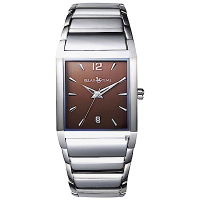 RELAX TIME 簡約方型時尚手錶-咖啡x銀/30mm