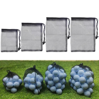 Black Golf Ball Bag Solid Mesh Net Bag Lightweight Golf Mesh Bag Sport Net Bag Golf Accessory Drawstring Nylon Mesh Bag