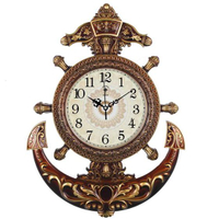 20英寸歐式舵手掛鐘客廳靜音藝術石英鐘錶海盜船舵時鐘