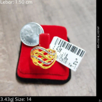 Emas 916,Cincin Xs1 1.5cm Design:8466<X01NP>91614(M9)-Size: 14