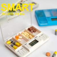 4 Grids Intelligent Reminder Pill Box Electronic Timing Alarm Vibration Reminder Medicine Box Travel Outdoor Pill Cases