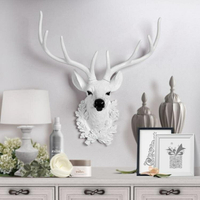 鹿頭裝飾品北歐風格招財墻面掛件動物頭壁掛立體墻飾客廳創意背景