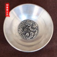 古玩雜項收藏 純銅擺件碗 白銅擺件三龍戲珠碗銅碗 純銅碗 白銅碗