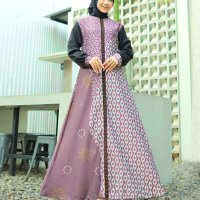 ALDI BUSANA. Wilona Dress Gamis Pesta Biba Dobby Printing Motif Batik Wanita Muslim Remaja Dewasa Sy