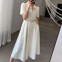 日常可穿小禮服2022新款夏高級感白色襯衫連衣裙氣質法式仙女長裙