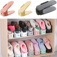 Double Organizer Savers Shoe Storage s Bedroom Warderobe Cabinets Space Adjustable White Plastic Shelf Rack 5pcs