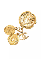 Chanel 二手香奈兒CC鍍金硬幣吊墜胸針