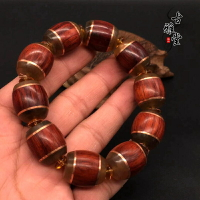 文玩雜項羊角手串紅木手串保真手工羊角手鏈辟邪招財轉運手把件1入