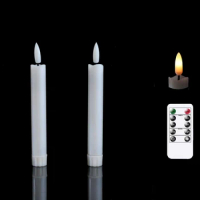 Pack of 2 Short LED Decorative White Wedding Candles,Black Battery Operated Beige LED Flameless Candles For Wedding Candles
