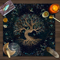 Tree of Life Altar Cloth Witchcraft Astrology Decor Tarot Tablecloth Oracle Card Pad Magic Art Divination Blanket Home Decor