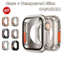 Glass+Cover for Apple Watch 45mm 44mm Hard PC Front &amp; Rear Bumper Case iwatch Series 8 SE 7 6 5 4 Change To Ultra Watch case