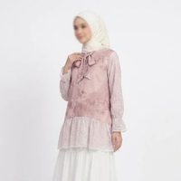 Premium Tunic Outer Silk Motif / Atasan Luaran Tunik Lace Kombinasi Satin / Blouse Outer Kondangan M