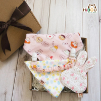 【HiBOU 喜福】台灣製現貨-好好用圍兜手帕禮盒-好好用組合+領巾+福袋(彌月禮盒嬰兒禮盒口水巾圍兜嬰兒禮)