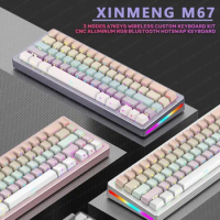 M67 Mini Gaming Aluminum Custom Mechanical Keyboard Kits RGB Hotswap Wireless Bluetooth 2.4G Wired Non-contact Gamer Keyboard