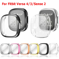 Case For Fitbit Versa 4 3 Fitbit Sense 2/Sense Protective Cover For Fitbit Versa3/Versa4 Screen Protector Full Coverage Shell