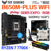 R7 7700X CPU Motherboard Rams Combo ASUS DDR5 TUF GAMING B650M-PLUS WIFI 6 Set Kington 32GB RGB and EXPO Memory 5600MHz AMD AM5