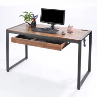 【LOGIS】LOGIS 木紋鋼鐵極簡時尚工業風工作桌(大抽屜 學習桌 電腦桌 辦公桌 書桌 主管桌 餐桌)