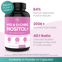 อาหารเสริม Optify Myo-Inositol & D-Chiro Inositol 40:1 พร้อมโฟเลตและวิตามิน D สำหรับการปรับสมดุลฮอร์