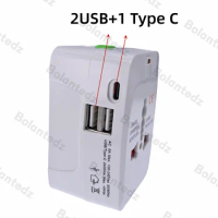 Universal Travel Plug Adapter 2 USB Port 1 Type C World Travel AC Power Adaptor AU US UK EU Converter Adapter USB Charger