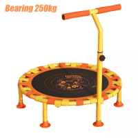 40" Kids Trampoline Foldable Indoor Adult Fitness Jumping Trampoline with Suction Cup Adjustable Armrests Bearing 250KG Kid Gift