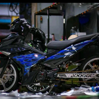 Điệp Tem Xe - Mẫu Tem Rời Exciter 150 Lửa - Màu Xanh Đen - Chất Liệu Decal 3 Lớp