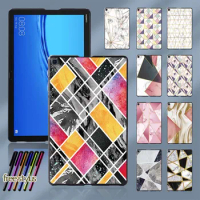 Geometry Pattern Tablet Case for Huawei MediaPad M5 Lite 10.1"/MediaPad M5 10.8" Plastic Durable Back Shell Case + Free Pen
