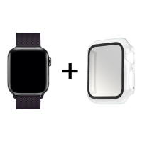RedMoon Apple Watch Ultra2/Ultra/9/8/7 41/45/49m 米蘭不銹鋼磁吸錶帶+PC全包覆雙料防摔保護殼(Series9/8/7)
