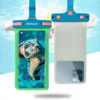 7 inch Waterproof Phone Bag 3D Universal Luminous Swimming Drifting Diving Phone Case Cover Tpu Double Whistle Water Sport Bag
