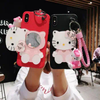 Sanrio Samsung Mobile Phone Case Mirror Hello Kitty Stuff S6Edge S 7 Edge 8 Plus 10 9 20 Plus C5 7Pro Note3 4 5 10Pro M30 40 A60