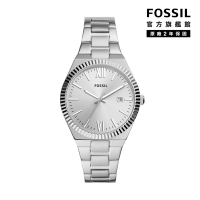 FOSSIL Scarlette 低調環刻質感女錶 銀色不鏽鋼錶帶 38 MM ES5300