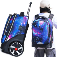 Trolley backpacks bags for teenagers School Wheeled girls USB Charging Port On wheels luggage Rolling Bags