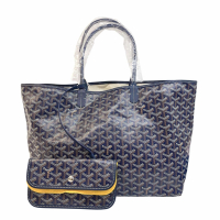 展示品 全新GOYARD St. Louis PM 防水帆布滿版LOGO經典托特包/購物包(中款/深藍)