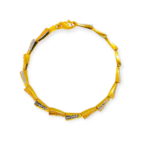 916 Gold (11.36g/18cm) Elegant Two-Tone 22K Gold Bracelet