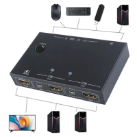 Game live screen splitter Adapter USB HUB HDMI-compatible KVM Switch EDID plug and play HDMI-compatible Switch With Ethernet