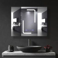 Smart Bathroom Mirror Bathroom Wall-Mounted Storage Cabinet Smart LED Bathroom Mirror with Light